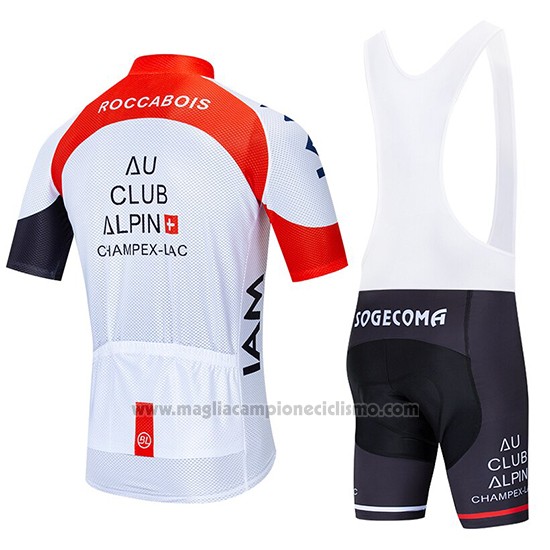 2020 Abbigliamento Ciclismo IAM Bianco Rosso Nero Manica Corta e Salopette